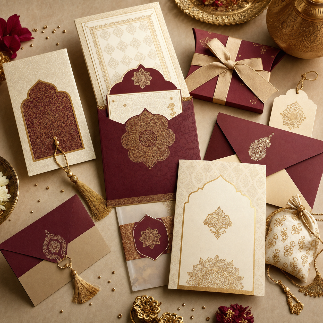 Indian wedding invitations and premium packaging print sample