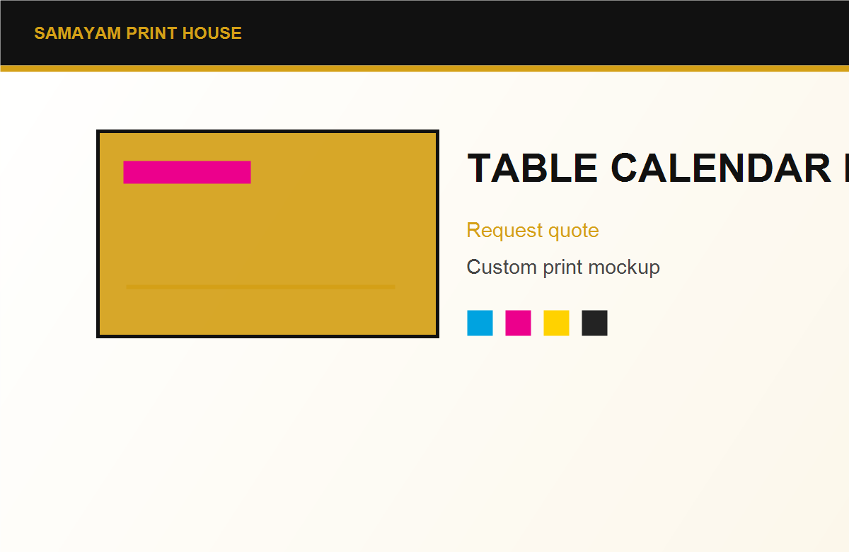 Table Calendar Printing mockup
