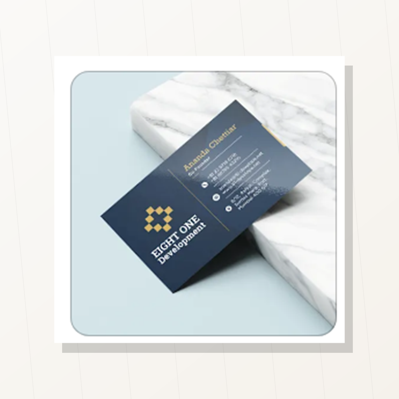 Glossy visiting card mockup
