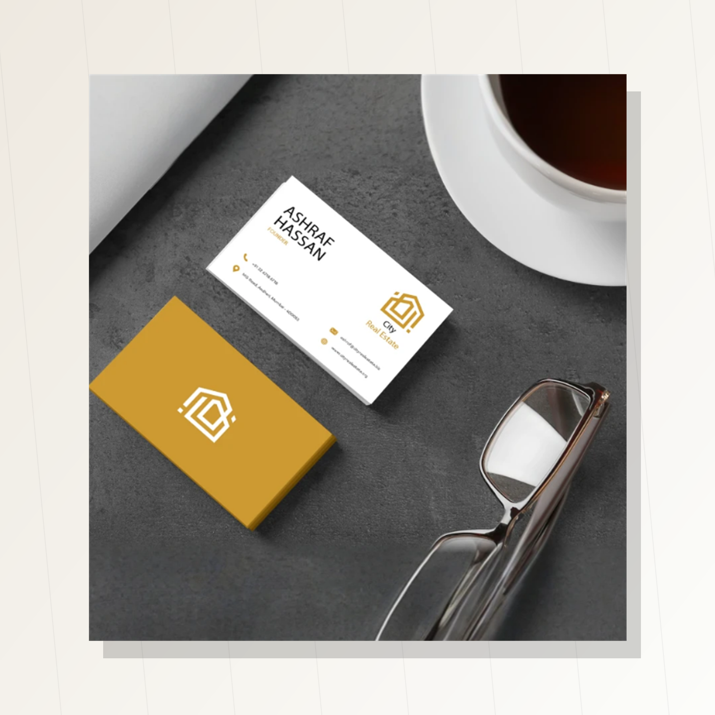 Premium visiting card stack mockup by Samayam Print House