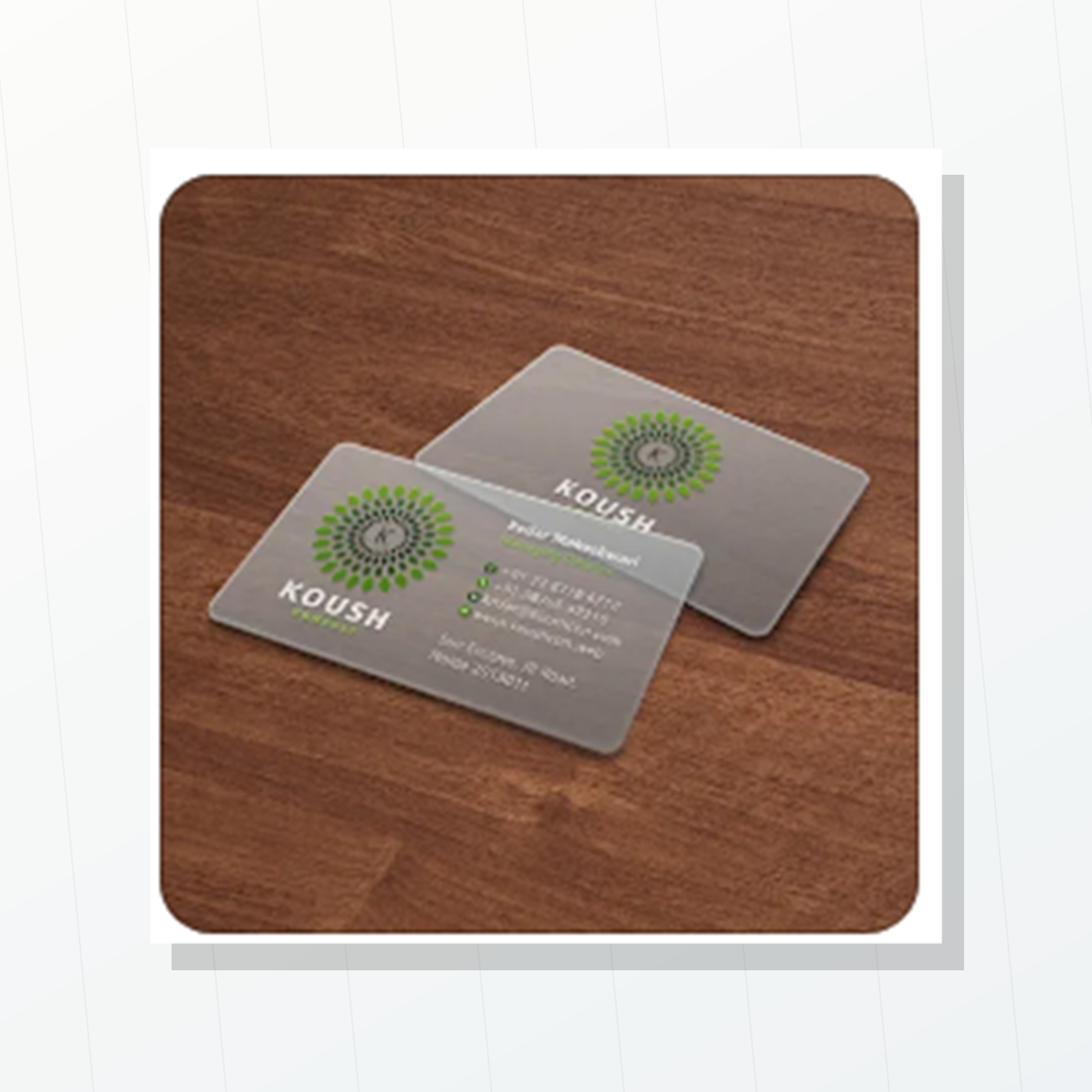 Transparent visiting card mockup